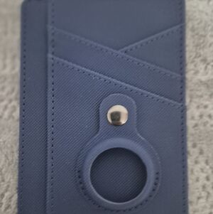 Slim Minimalist Wallet Leather Front Pocket Air Tag   Airtag Holder 8 Cards Blue